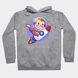 Cute Monkey Riding Rocket Cartoon Hoodie